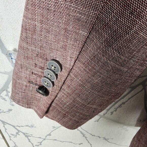 Joseph Abboud Burgundy 55% Linen Blend Sportcoat Blazer - Picture 4 of 7